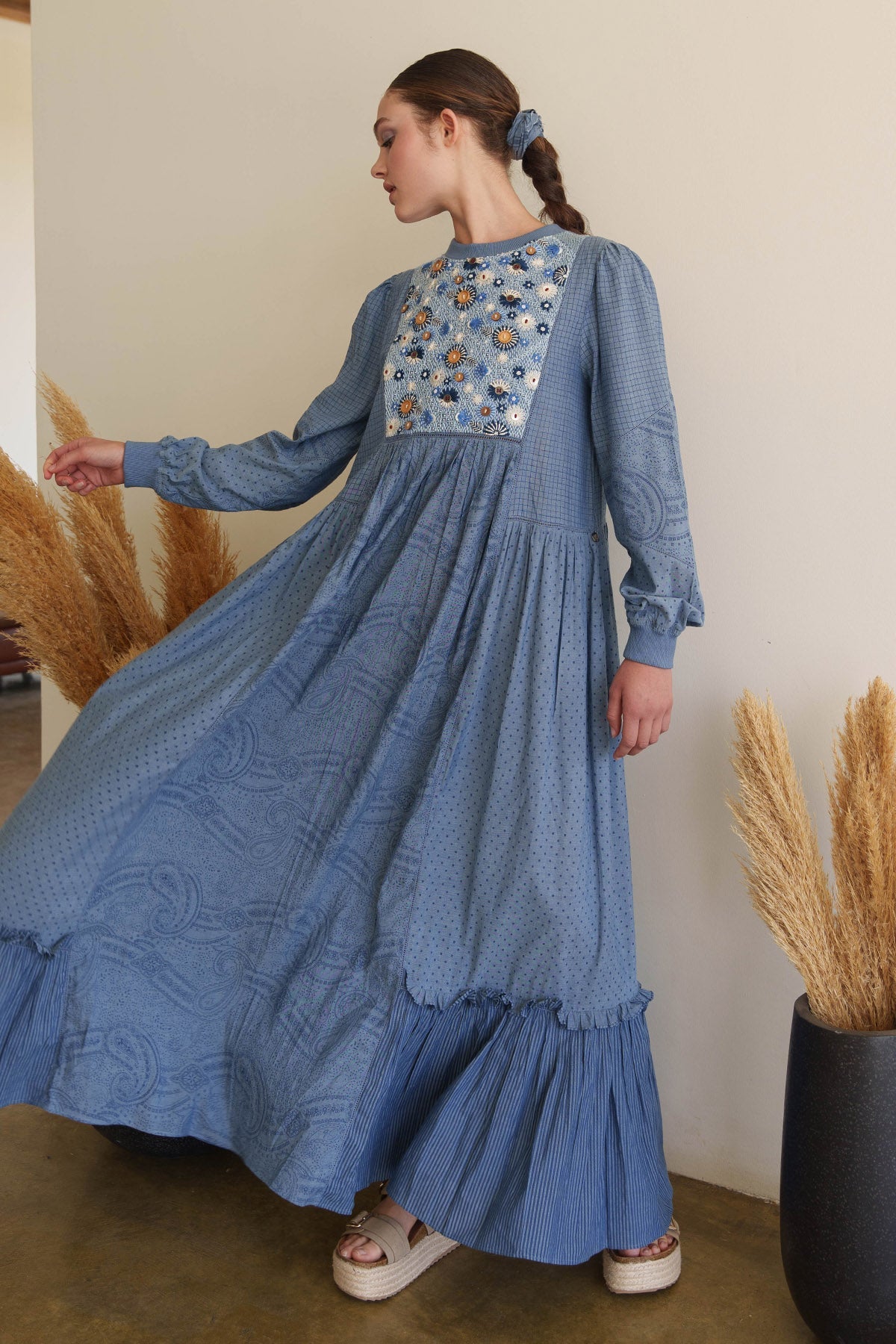 Buy Blue Embroidered Maxi Dress by Shruti Sancheti for women online at ScrollnShops